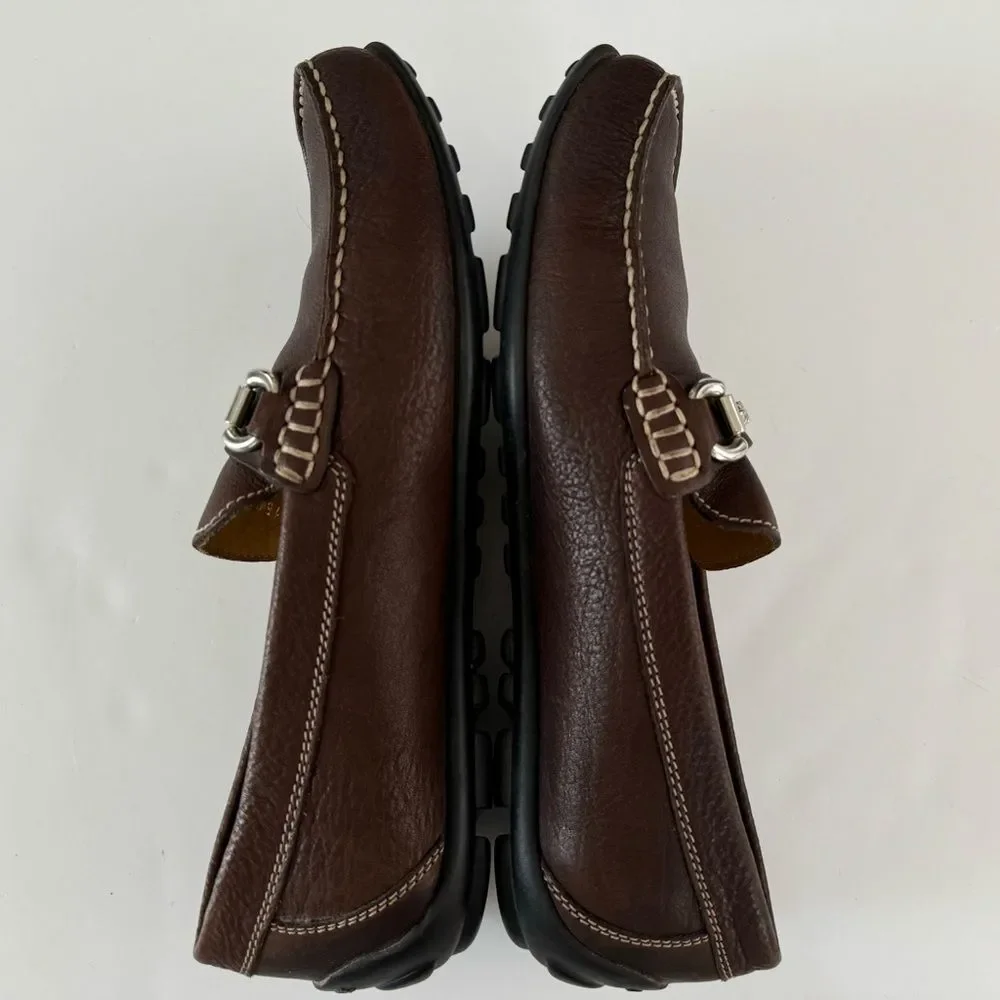 Geox Respira Brown Leather Slip on Shoes Loafer Horsebit Comfort EU 43.5 US 10